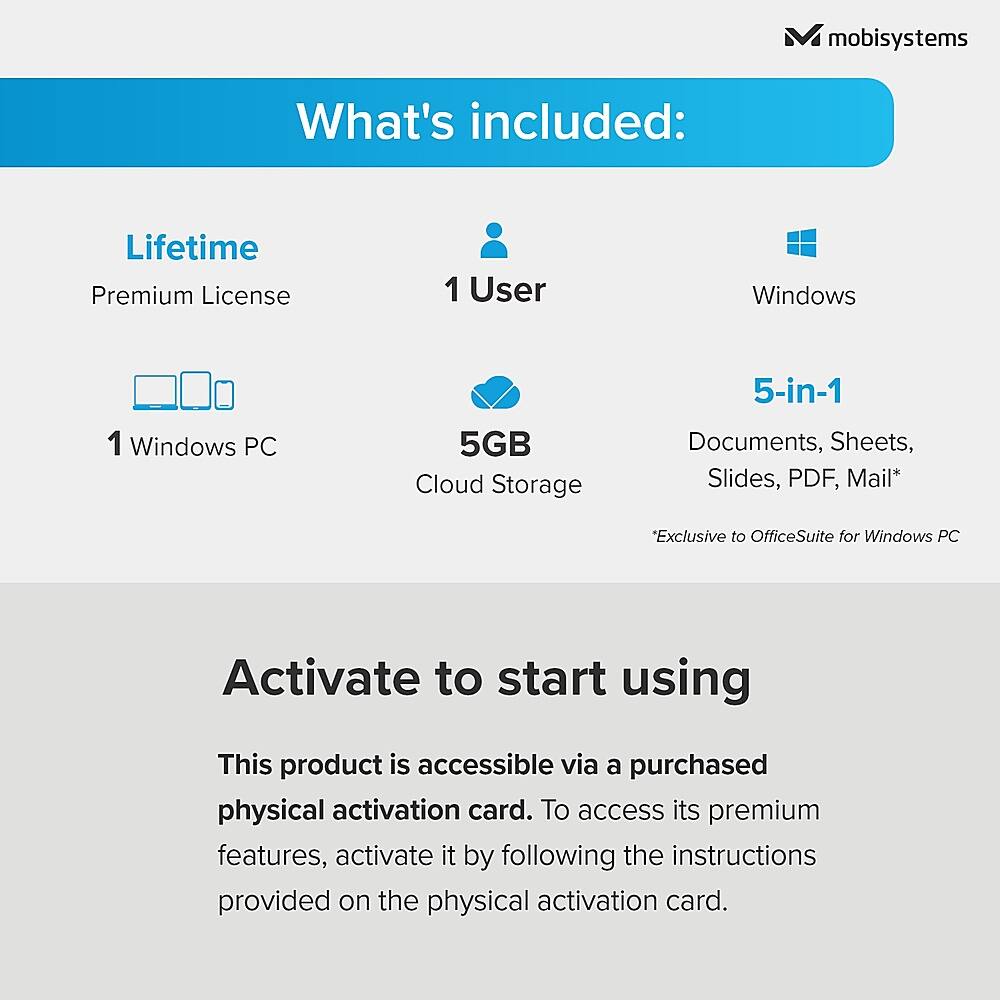 Alt View 11. mobisystems - OfficeSuite Home & Business - Lifetime, Digital Key, 1 Windows PC, 1 user- Documents, Sheets, Slides, Mail with Calendar.