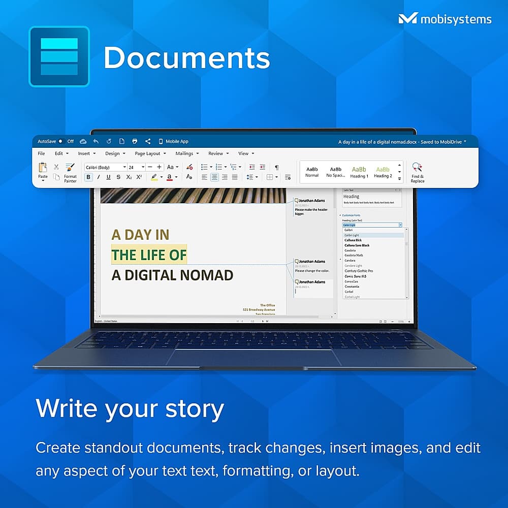 Alt View 13. mobisystems - OfficeSuite Home & Business - Lifetime, Digital Key, 1 Windows PC, 1 user- Documents, Sheets, Slides, Mail with Calendar.
