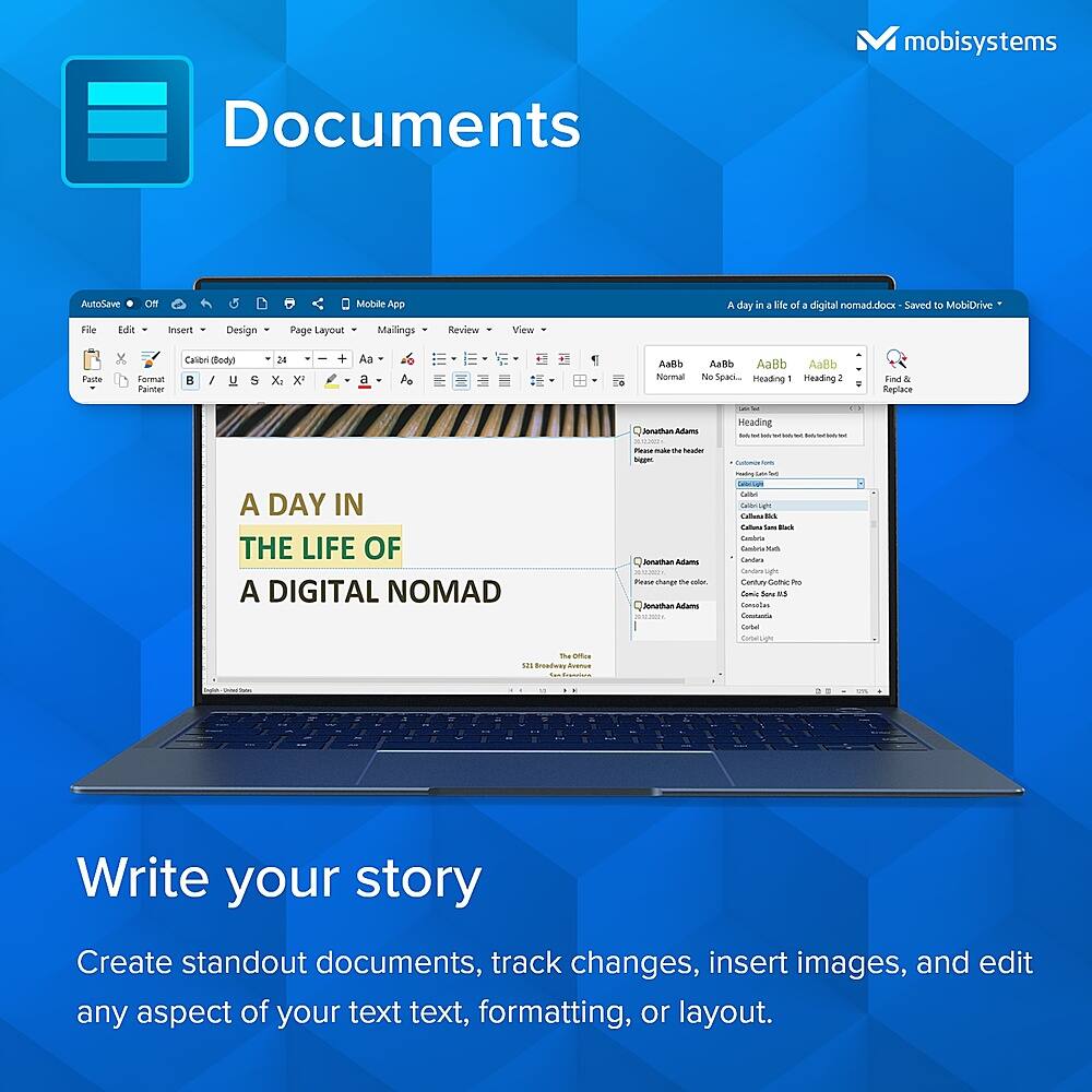 Alt View 13. mobisystems - OfficeSuite Home & Business - Lifetime, Digital Key, 1 Windows PC, 1 user- Documents, Sheets, Slides, Mail with Calendar.