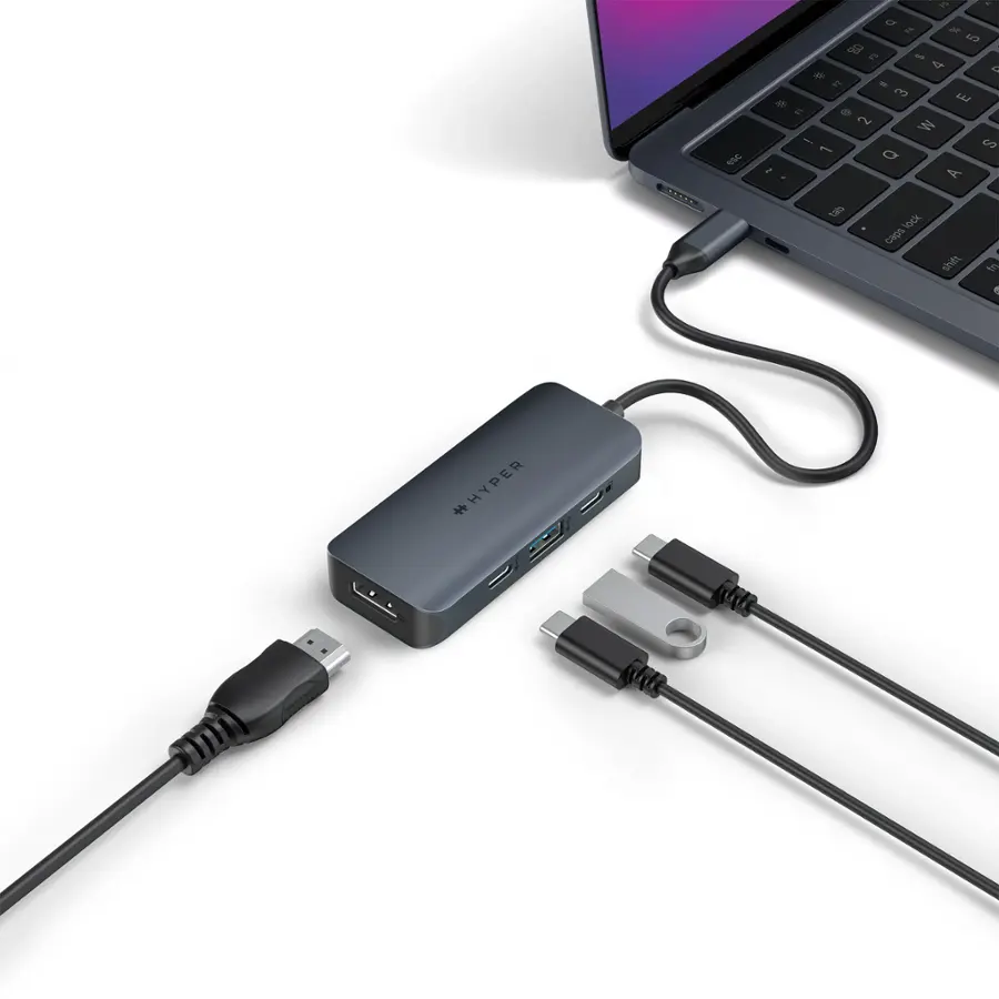Alt View 13. Hyper - HyperDrive Next​ 6 Port USB-C Hub, 4K HDMI, 1 USB-C, 2 USB-A, travel dock for MacBook and Windows PC - Midnight Blue.