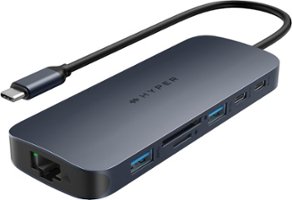 Hyper - HyperDrive Next​ 10 Port USB-C Hub, 4K HDMI, Ethernet, 2 USB-C, 2 USB-A, microSD/SD, travel dock for MacBook/PC - Midnight Blue - Front_Zoom