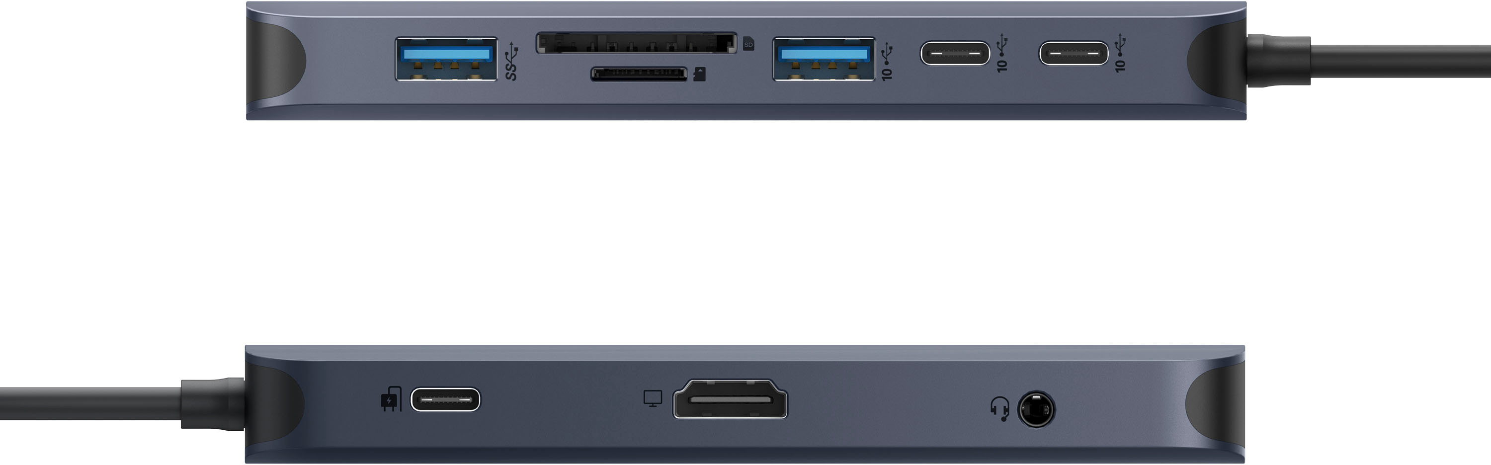 Left View: Satechi - Type-C Aluminum Stand and Hub for Mac Mini & Mac Studio - USB-C Data Port, Micro/SD Card Reader, 3 USB 3.0 & Audio Jack