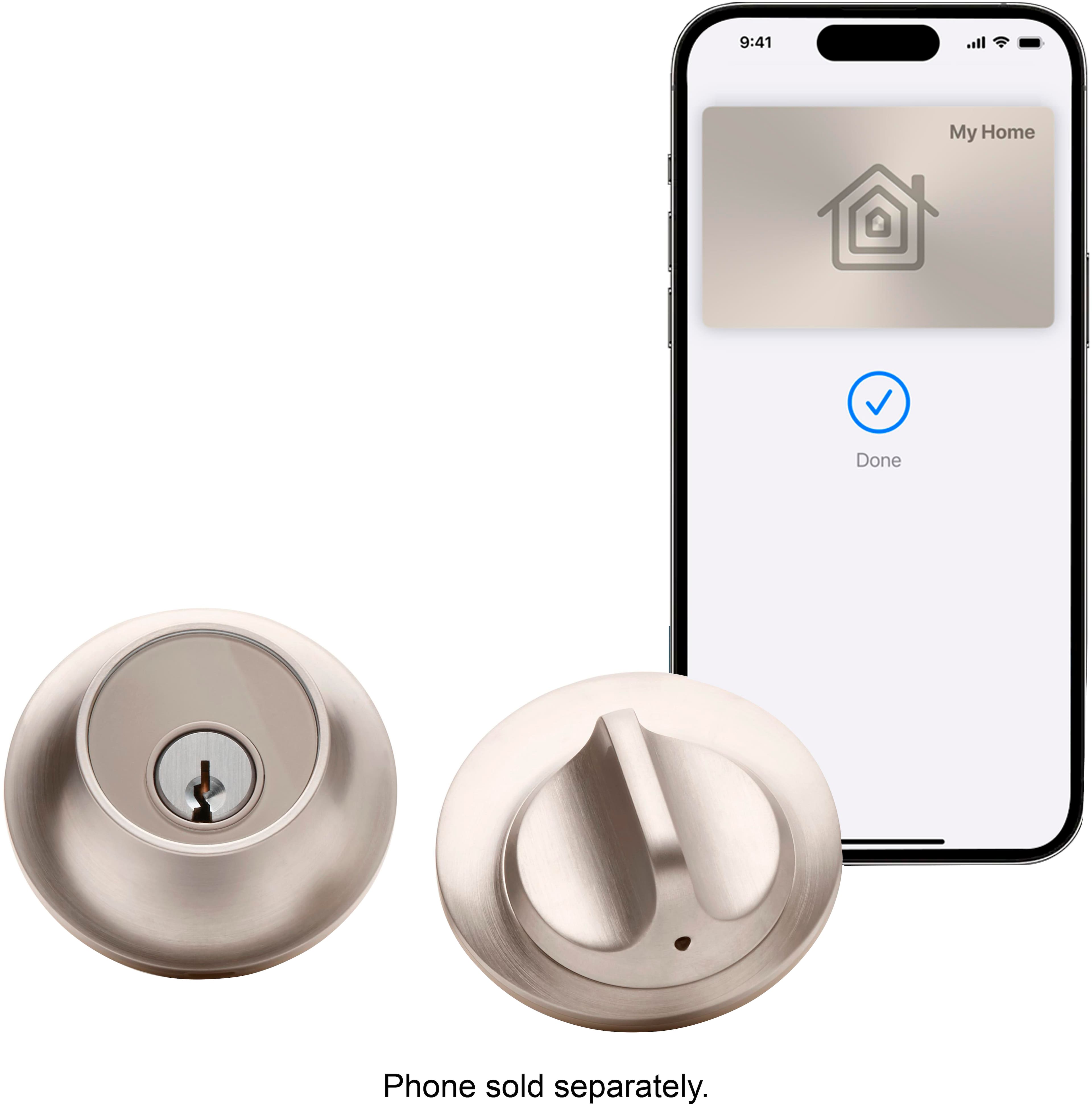 Front. Level - Lock+ Smart Lock Bluetooth Replacement Deadbolt with Apple HomeKey/App/Key - Satin Nickel.