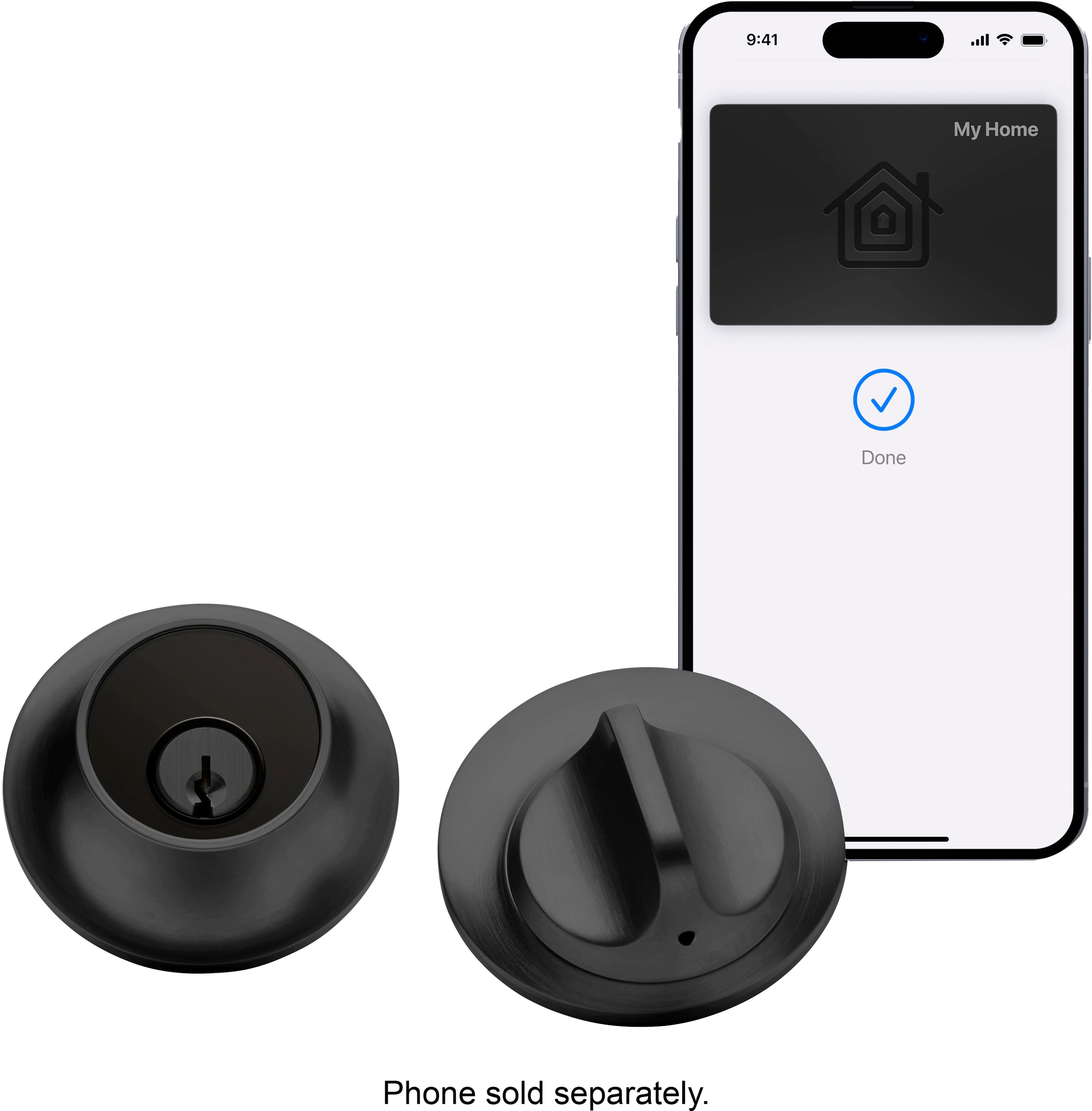 Front. Level - Lock+ Smart Lock Bluetooth Replacement Deadbolt with Apple HomeKey/App/Key - Matte Black.