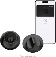Front. Level - Lock+ Smart Lock Bluetooth Replacement Deadbolt with Apple HomeKey/App/Key - Matte Black.