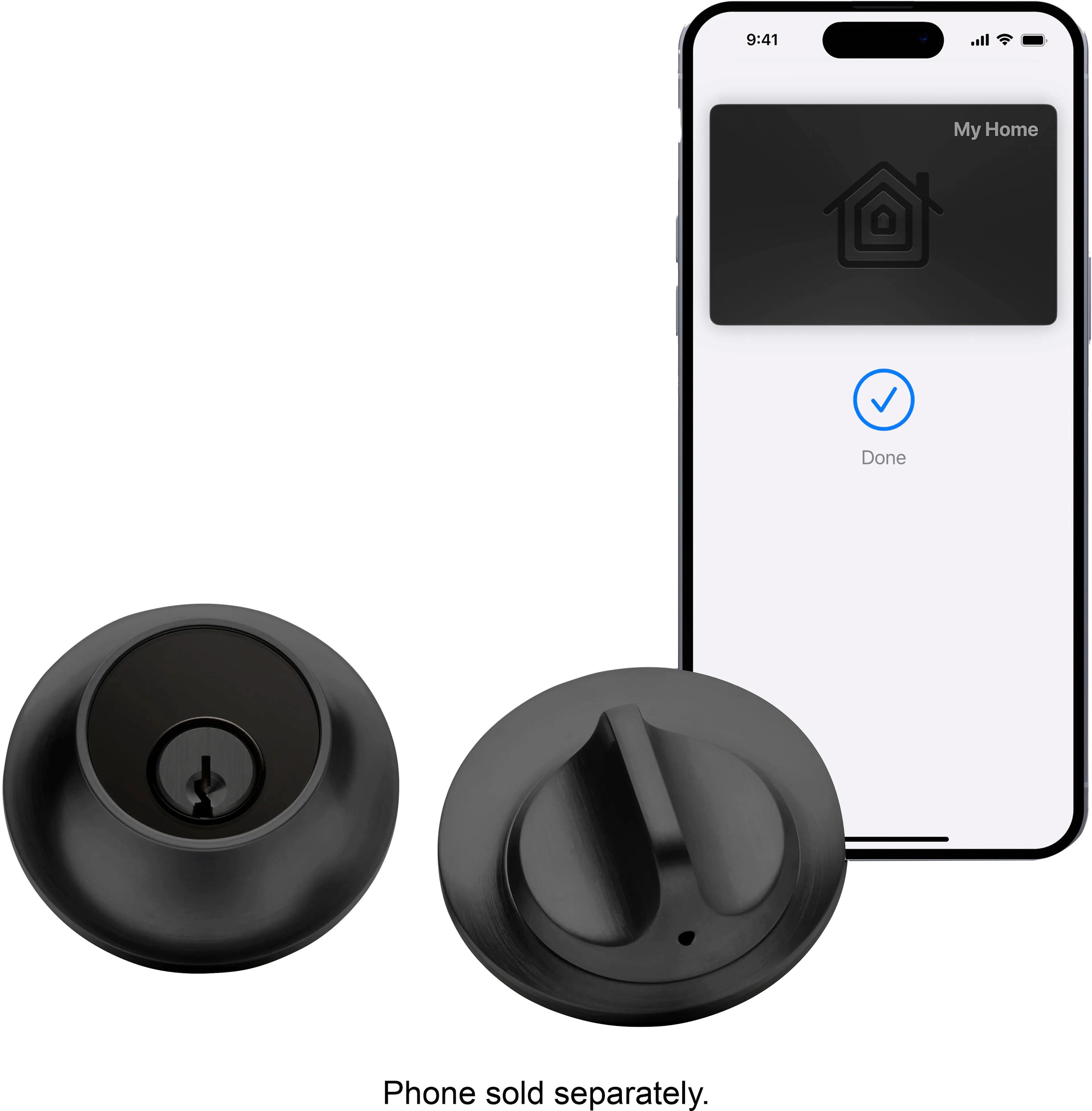 Front. Level - Lock+ Smart Lock Bluetooth Replacement Deadbolt with Apple HomeKey/App/Key - Matte Black.