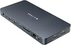 Front. Hyper - HyperDrive Next 10 Port USB-C Dock, dual 4K HDMI, Ethernet, 1 USB-C, 2 USB-A, SD, for MacBook and Windows PC - Midnight Blue.