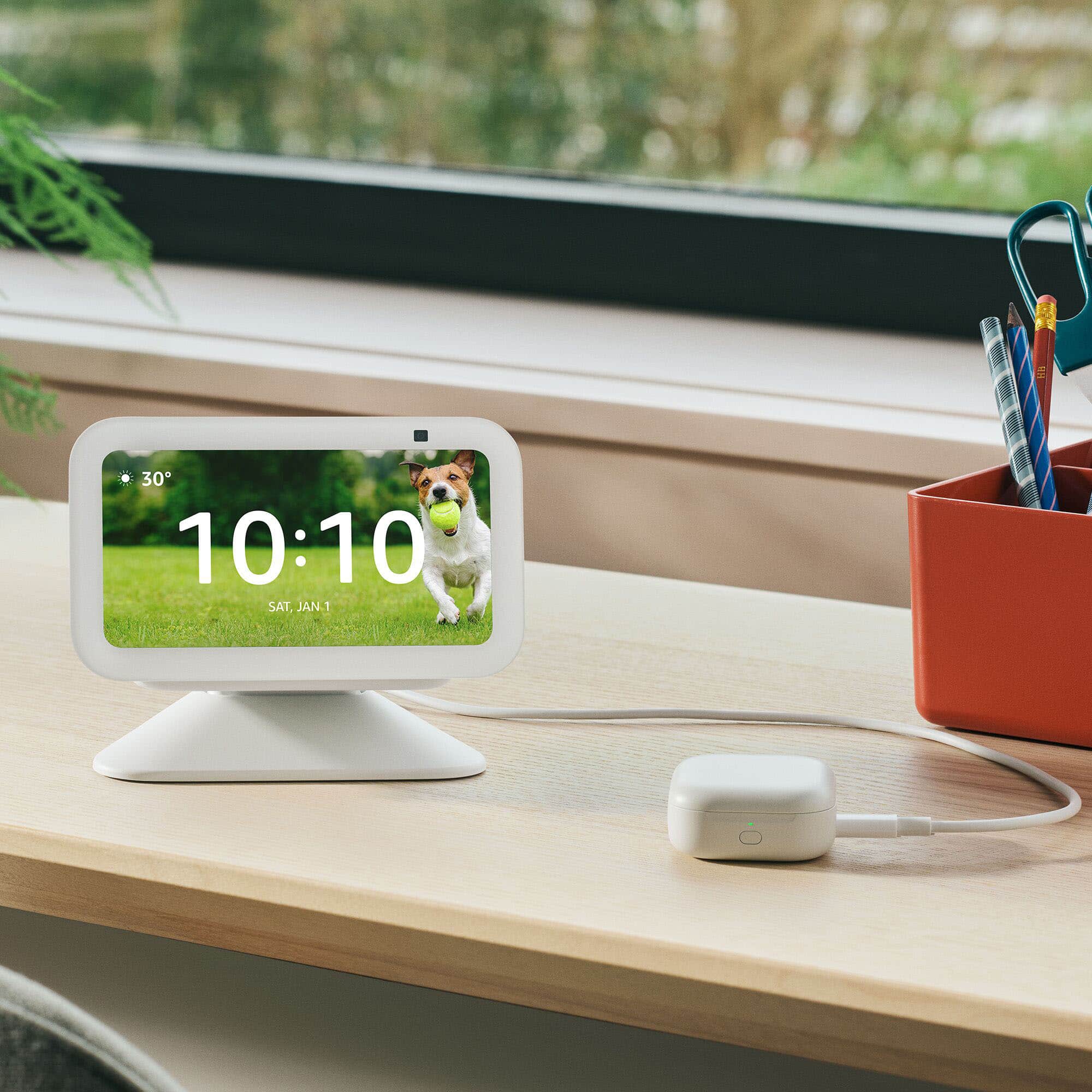 Alt View 13. Amazon - Echo Show 5 (3rd Gen) Adjustable Stand with USB-C Charging Port - Charcoal.