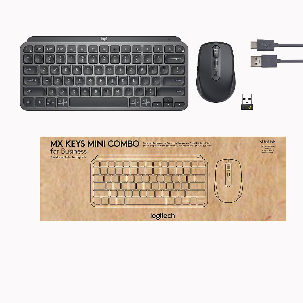 Alt View 18. Logitech - MX Keys Mini Combo for Business 60% Wireless Keyboard and Mouse Bundle for Windows/Mac/Chrome/Linux - Graphite.