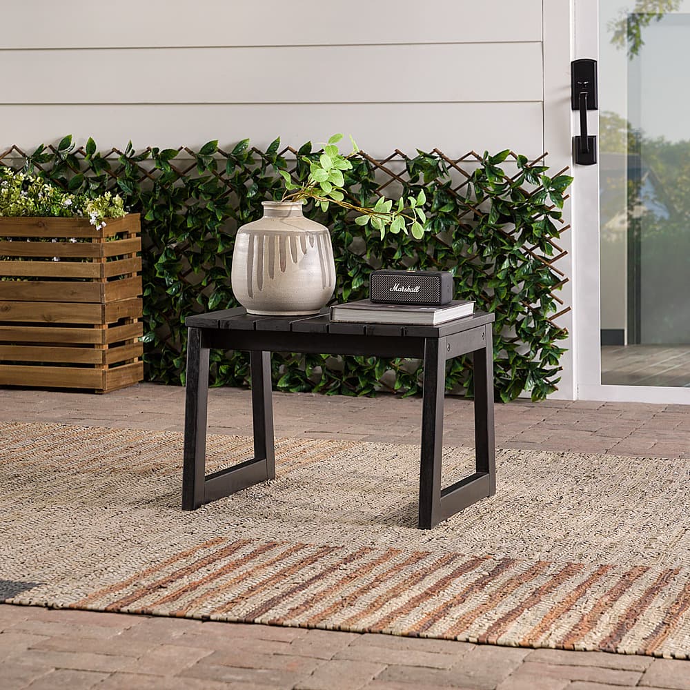 Walker Edison Modern Solid Wood Outdoor Side Table Black Wash BBOODSTBL