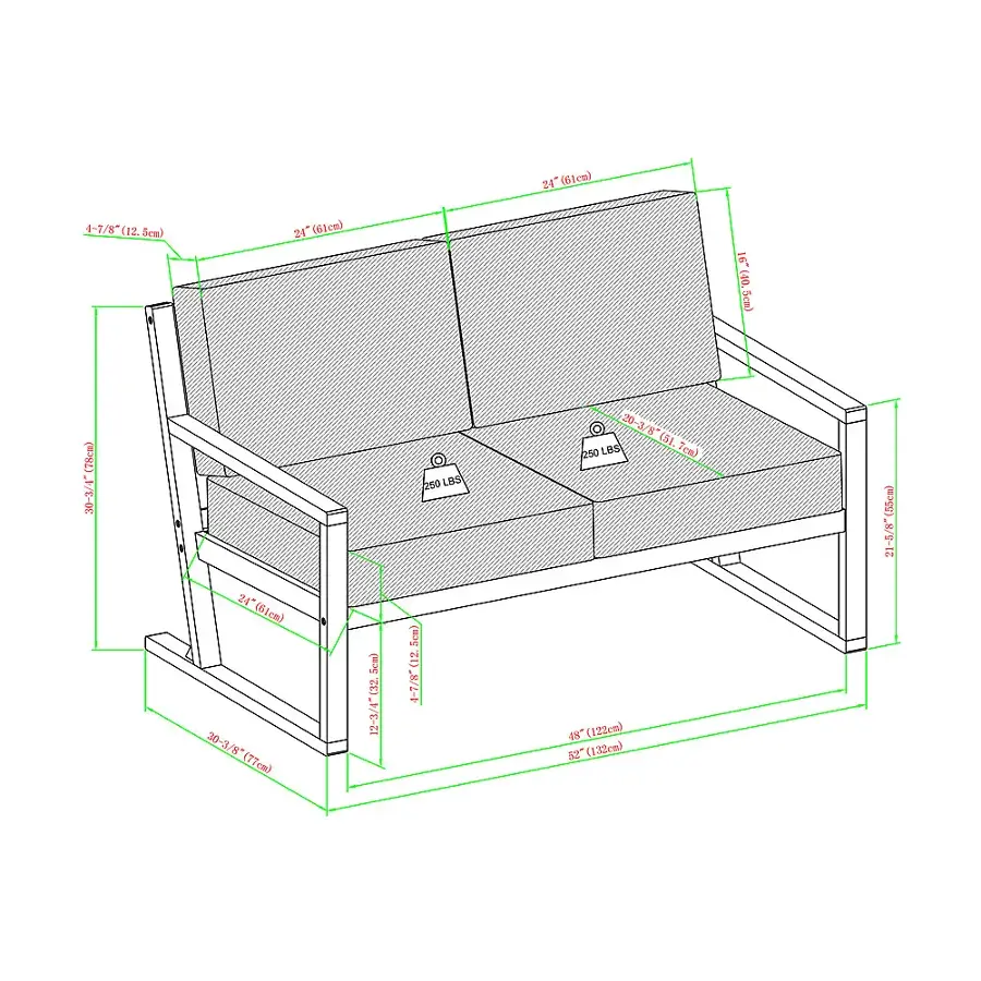 Alt View 40. Walker Edison - Modern Solid Wood Slatted Outdoor Loveseat - Natural.