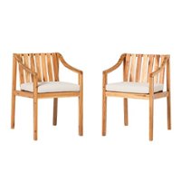 Walker Edison - Modern Solid Wood 2-Piece Outdoor Dining Chair Set - Natural - Front_Zoom