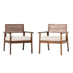 Walker Edison - Modern 2-Piece Acacia Outdoor Lounge Chair Set - Dark Brown - Front_Zoom