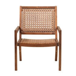 Walker Edison - Boho Solid Wood Outdoor Accent Chair - Dark Brown - Front_Zoom