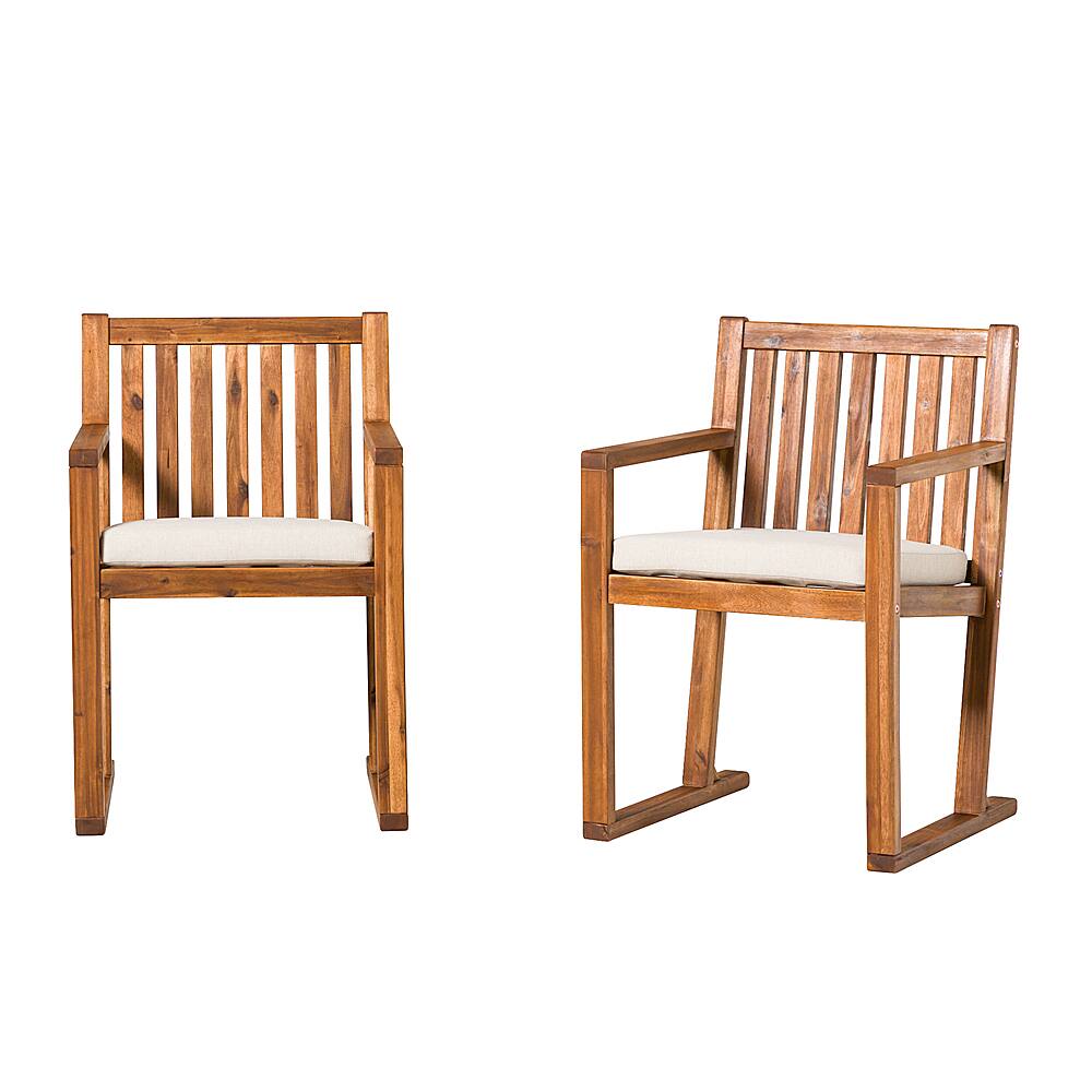 Walker Edison – Modern Solid Wood 2-Piece Slatted Outdoor Dining Chair Set – Brown Sansujyuku sansujyuku.com