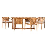 Walker Edison - Modern Solid Wood 7-Piece Outdoor Dining Set - Natural - Front_Zoom