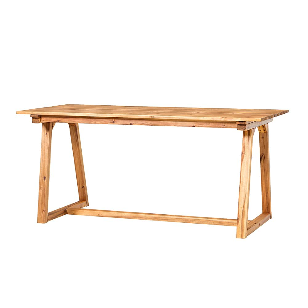 Angle View: Walker Edison - Modern Solid Wood Slatted Outdoor Dining Table - Natural