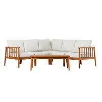 Walker Edison - Modern 4-Piece Outdoor Sectional Chat Set - Brown - Front_Zoom