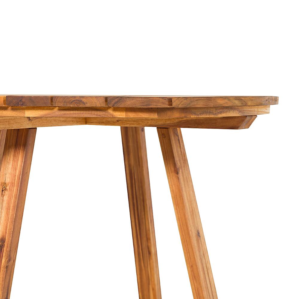 Alt View 32. Walker Edison - Modern Solid Acacia Wood Round Outdoor Dining Table - Natural.