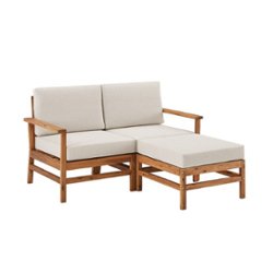 Walker Edison - Modern 3-Piece Acacia Outdoor Chat Set - Brown - Front_Zoom