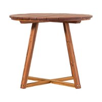 Walker Edison - Modern Solid Acacia Wood Round Outdoor Dining Table - Brown - Front_Zoom
