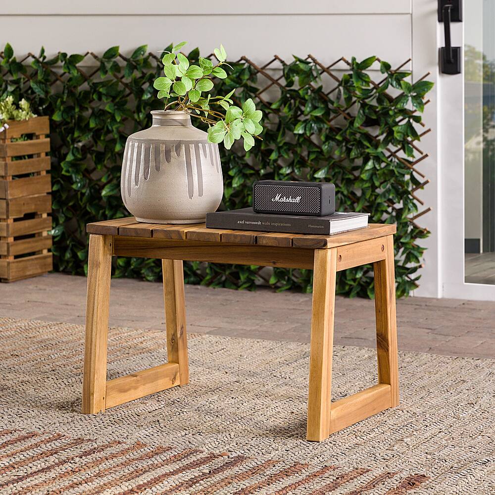Alt View 12. Walker Edison - Modern Solid Wood Outdoor Side Table - Natural.