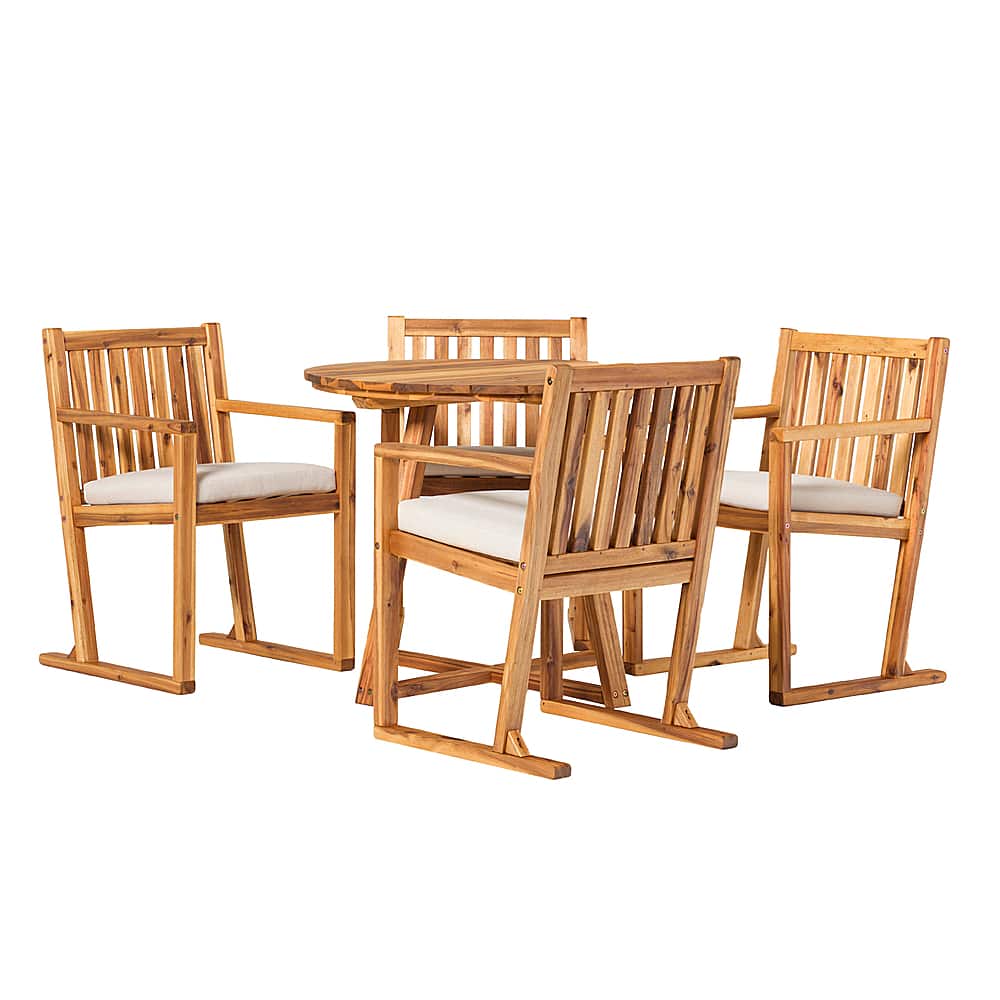 Front. Walker Edison - Modern 5-Piece Acacia Wood Outdoor Dining Set - Natural.