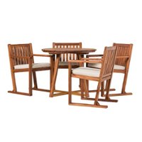 Walker Edison - Modern 5-Piece Acacia Wood Outdoor Dining Set - Brown - Front_Zoom