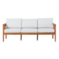 Walker Edison - Modern Solid Wood Spindle-Style Outdoor Triple Loveseat - Brown - Front_Zoom