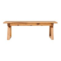 Walker Edison - Modern Solid Acacia Wood Slatted Outdoor Coffee Table - Natural - Front_Zoom