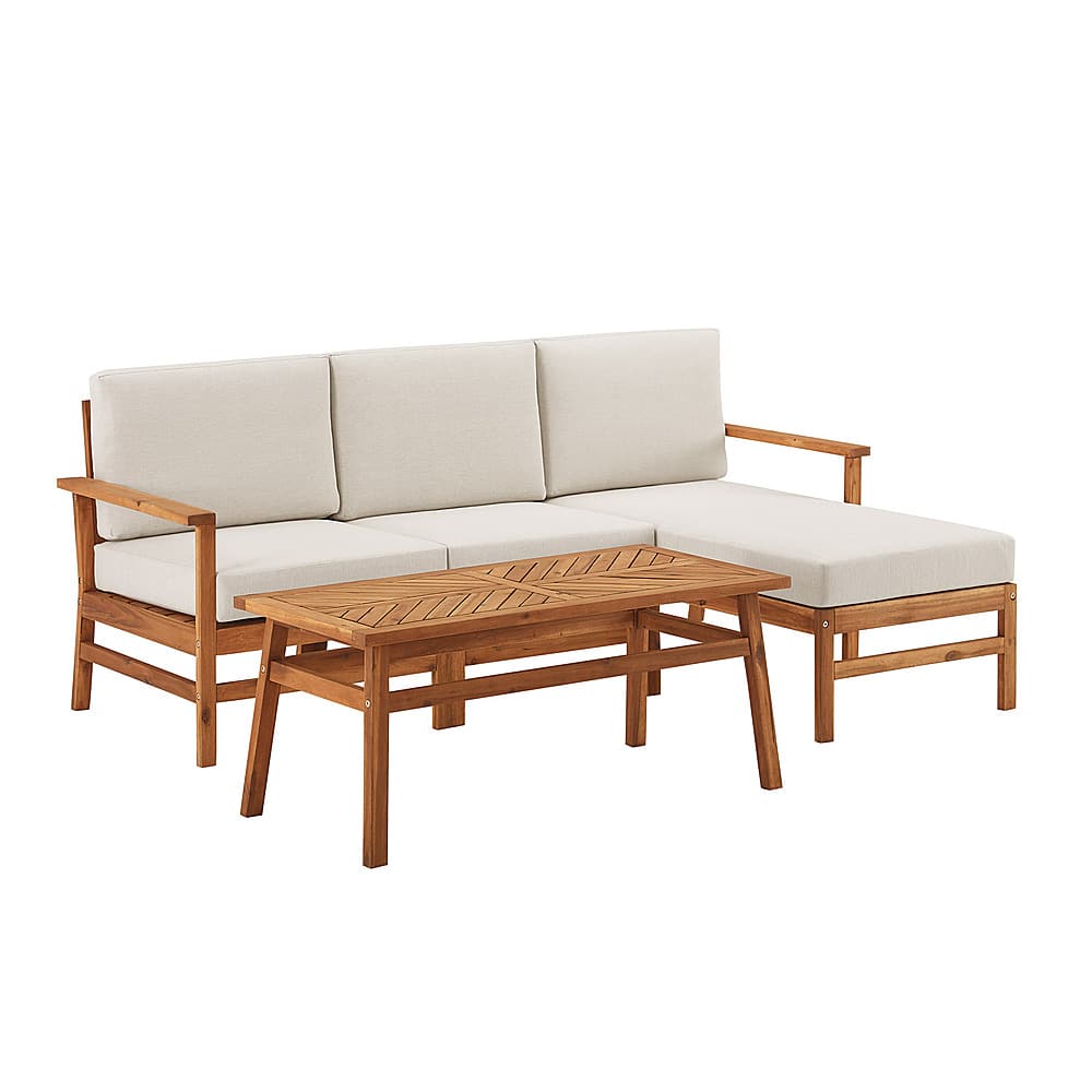 Best Buy Walker Edison Modern Outdoor 4Piece Acacia Sectional Set