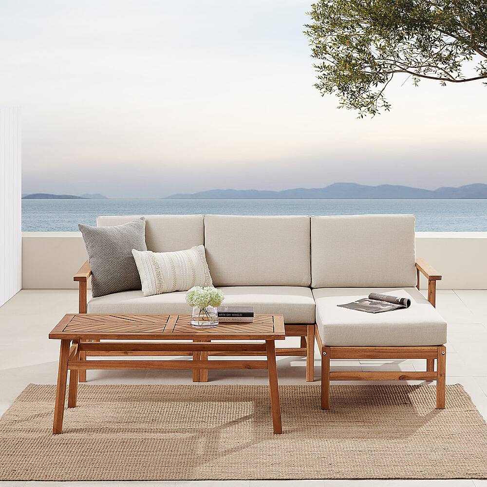 Best Buy Walker Edison Modern Outdoor 4Piece Acacia Sectional Set