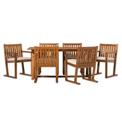 Walker Edison - Modern 7-Piece Acacia Wood Outdoor Dining Set - Brown - Front_Zoom