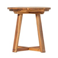 Walker Edison - Modern Solid Wood Slatted Outdoor Side Table - Natural - Front_Zoom