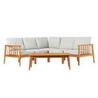 Walker Edison - Modern 4-Piece Outdoor Sectional Chat Set - Natural - Front_Zoom