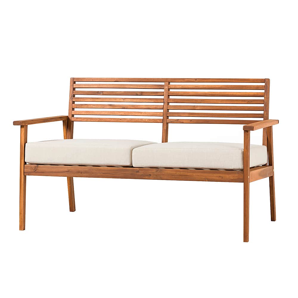 Walker Edison – Modern Acacia Wood Outdoor Loveseat – Brown Sansujyuku sansujyuku.com