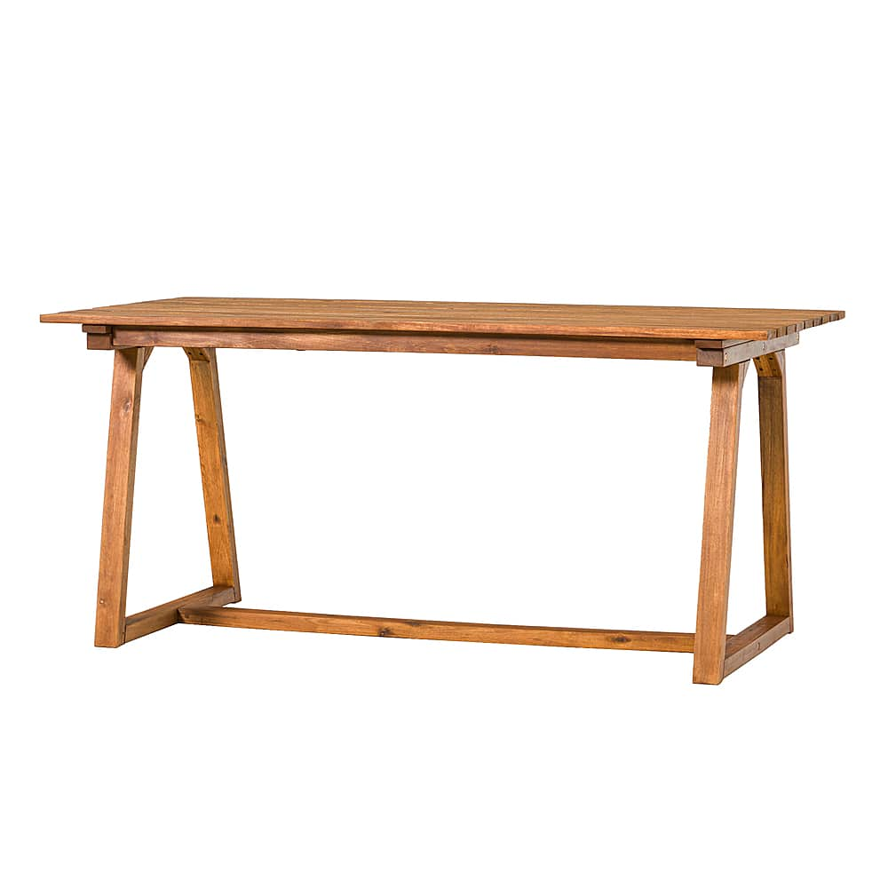 Angle View: Walker Edison - Modern Solid Wood Slatted Outdoor Dining Table - Brown