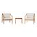 Front. Walker Edison - Modern Solid Wood 3-Piece Outdoor Chat Set - Natural.