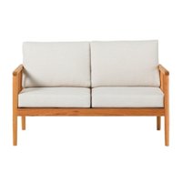 Walker Edison - Modern Solid Wood Spindle-Style Outdoor Loveseat - Natural - Front_Zoom