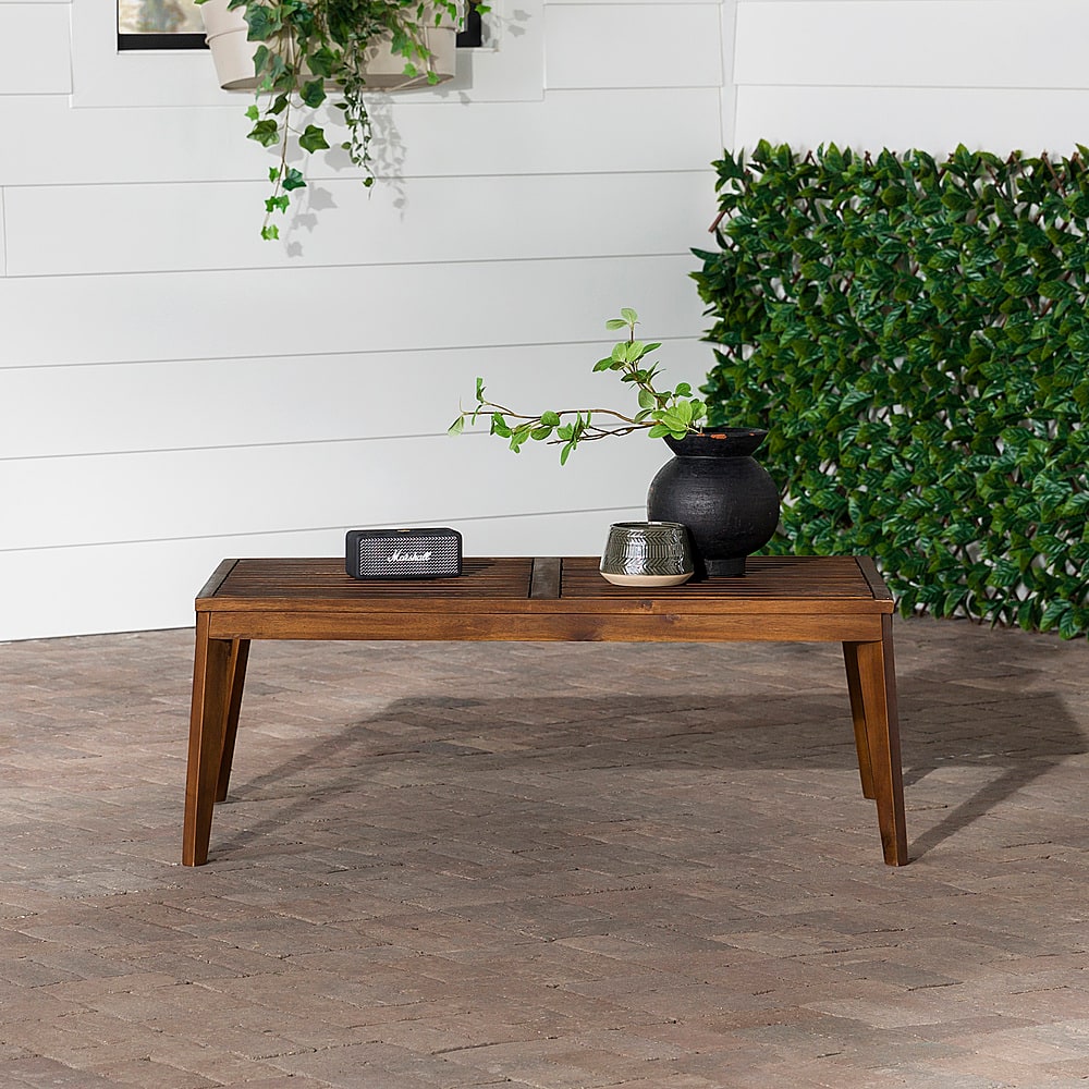 Best Buy: Walker Edison Modern Acacia Wood Outdoor Coffee Table Dark Brown BBAN8LDB