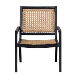 Walker Edison - Boho Solid Wood Outdoor Accent Chair - Black Wash - Front_Zoom