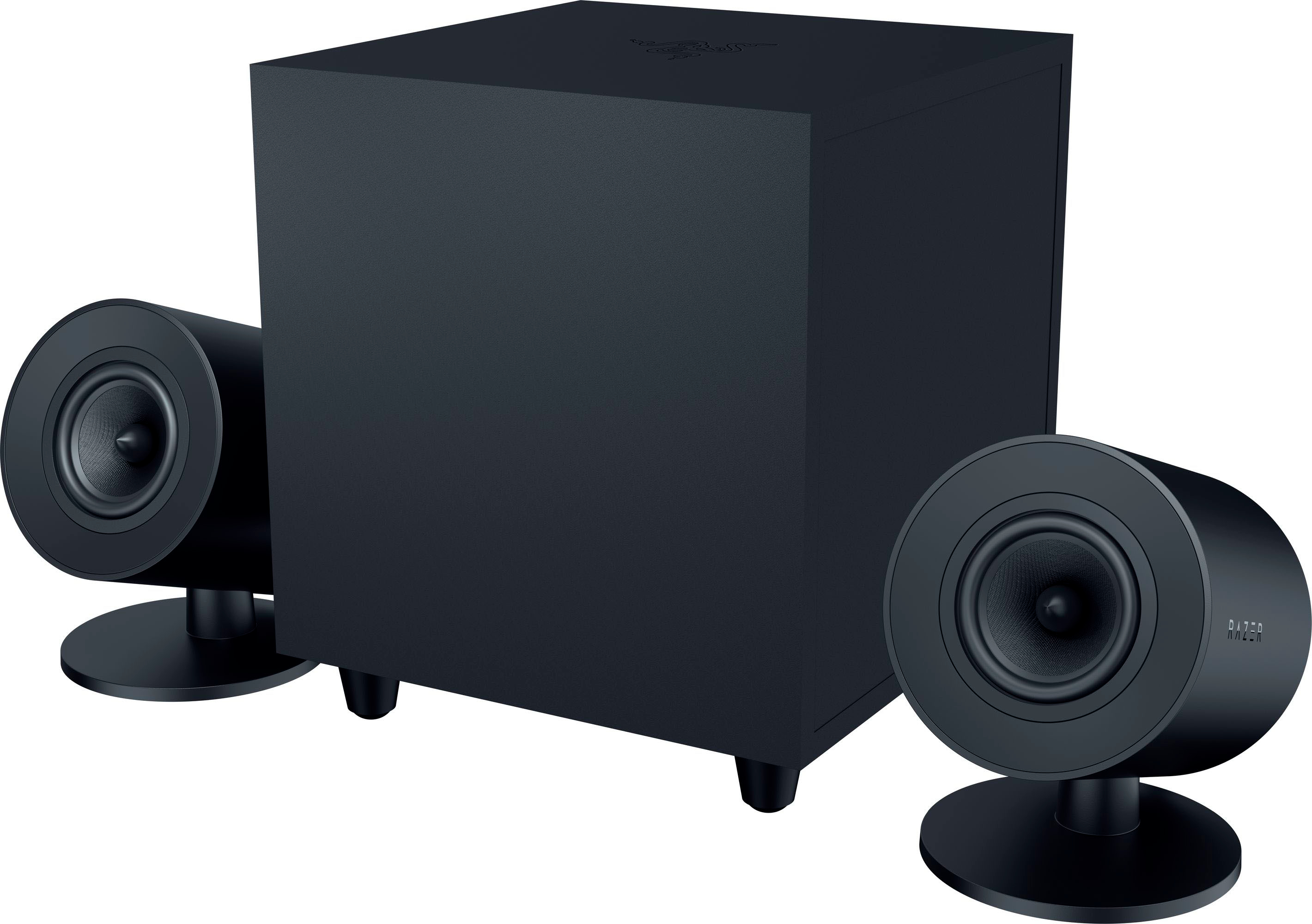 Angle View: Razer - Nommo V2 Full-Range 2.1 PC Gaming Speakers with Wired Subwoofer (3 Piece) - Black