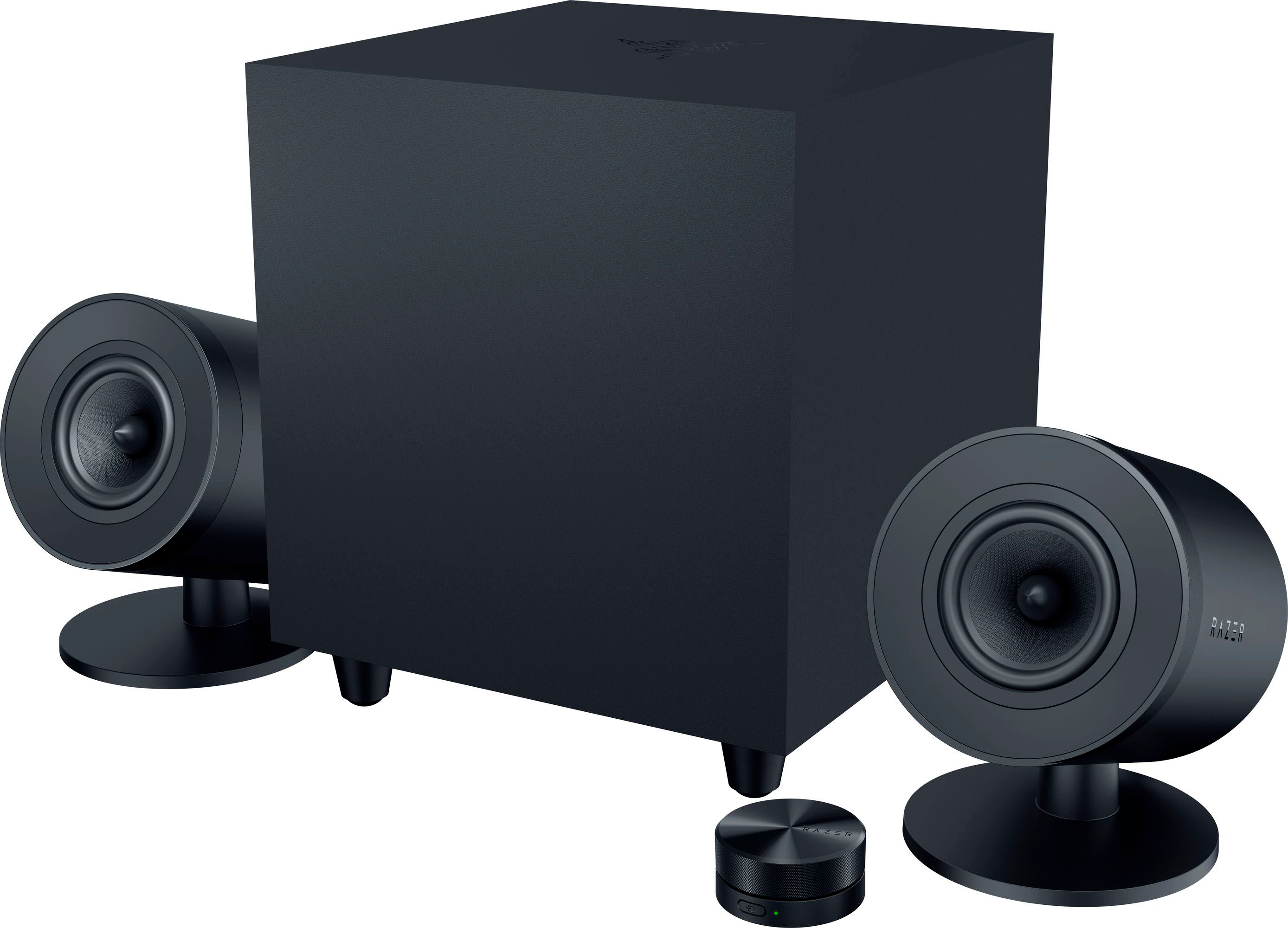 Angle View: Razer - Nommo V2 Pro Full-Range 2.1 PC Gaming Speakers with Wireless Subwoofer (4 Piece) - Black