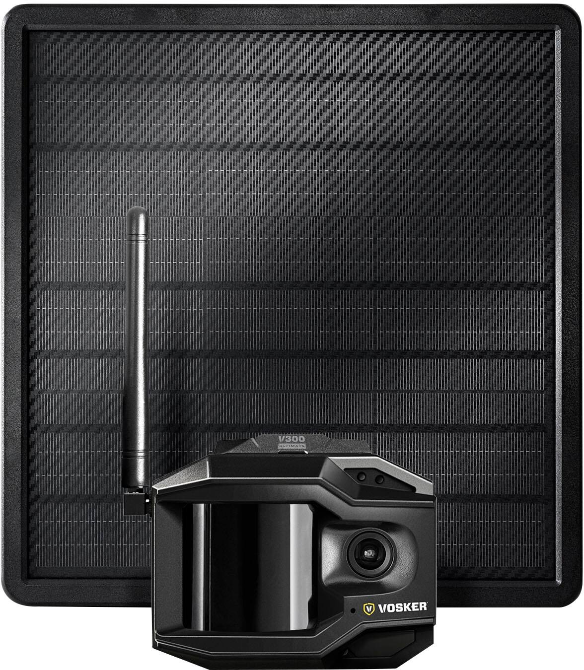 Front. Vosker - V300 Ultimate 4G-LTE Autonomous Outdoor Security Camera, High-Capacity 15,000 mAh External Solar Power Bank - No Wi-Fi Needed, Live Streaming, Black.