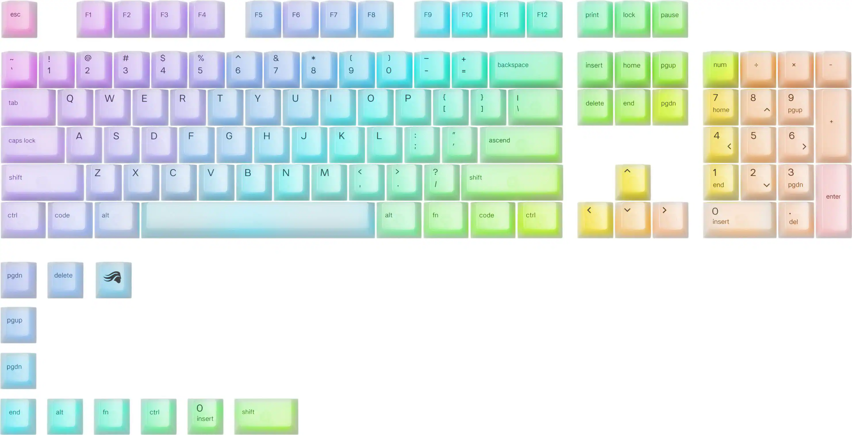 Glorious - Polychroma Universal RGB Keycaps for 100% 85% 80% TKL 60% Compact 75% Mechanical Keyboards - Translucent