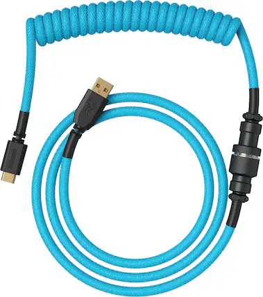 Front. Glorious - Coiled USB-C Artisan Braided Keyboard Cable for Mechanical Gaming Keyboards - Electric Blue.