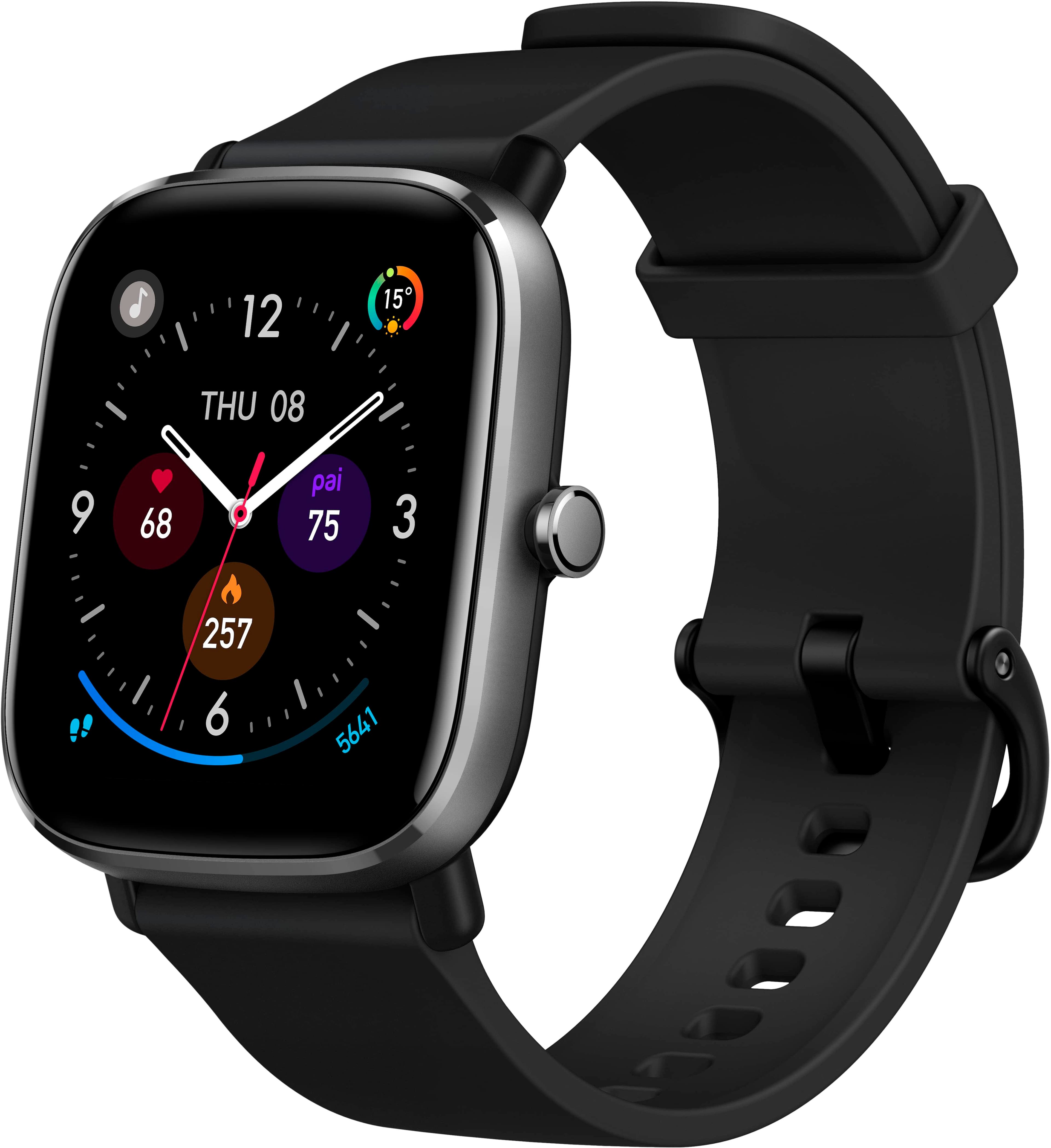 Amazfit - GTS 2 Mini Urban Edition Smart Watch 40mm Aluminum Alloy with Black Silicone Adjustable Band - Black - Front_Zoom