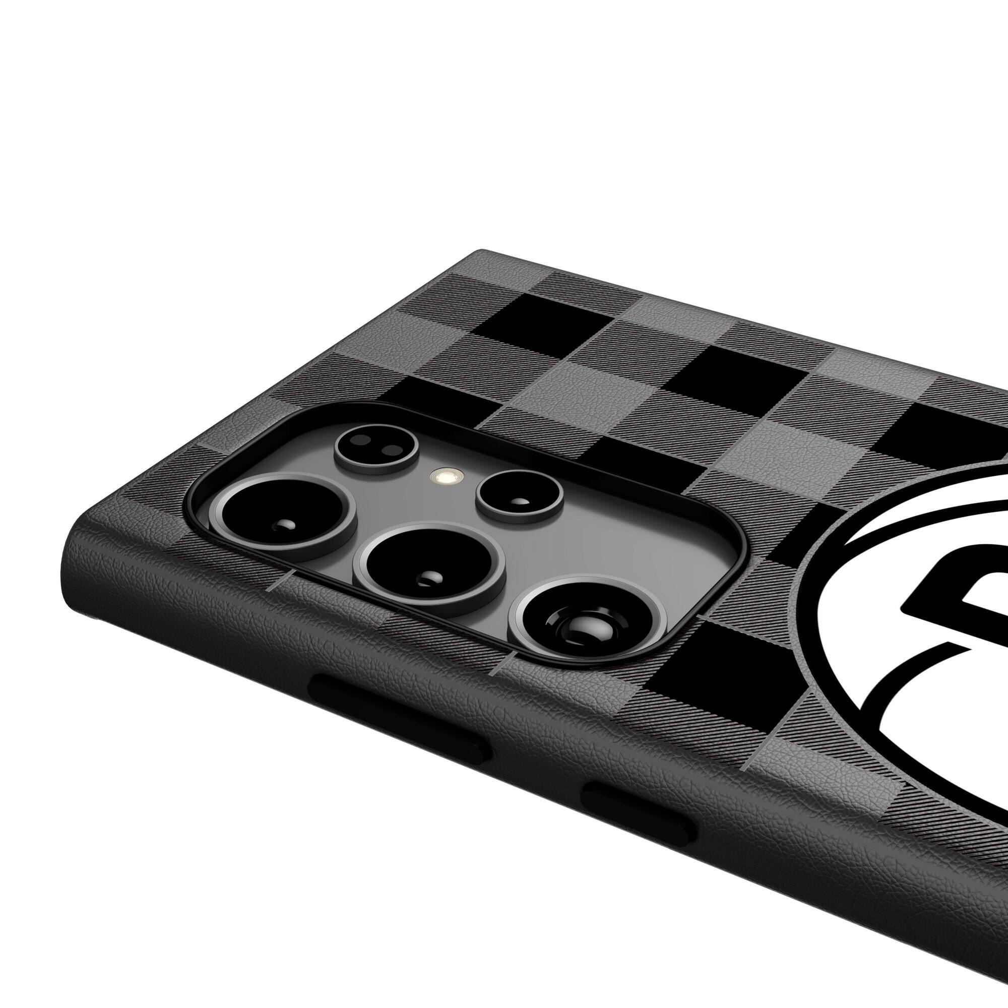Alt View 3. Keyscaper - Brooklyn Nets Plaid Galaxy Magnetic Bump Case - S24 Ultra - Black.