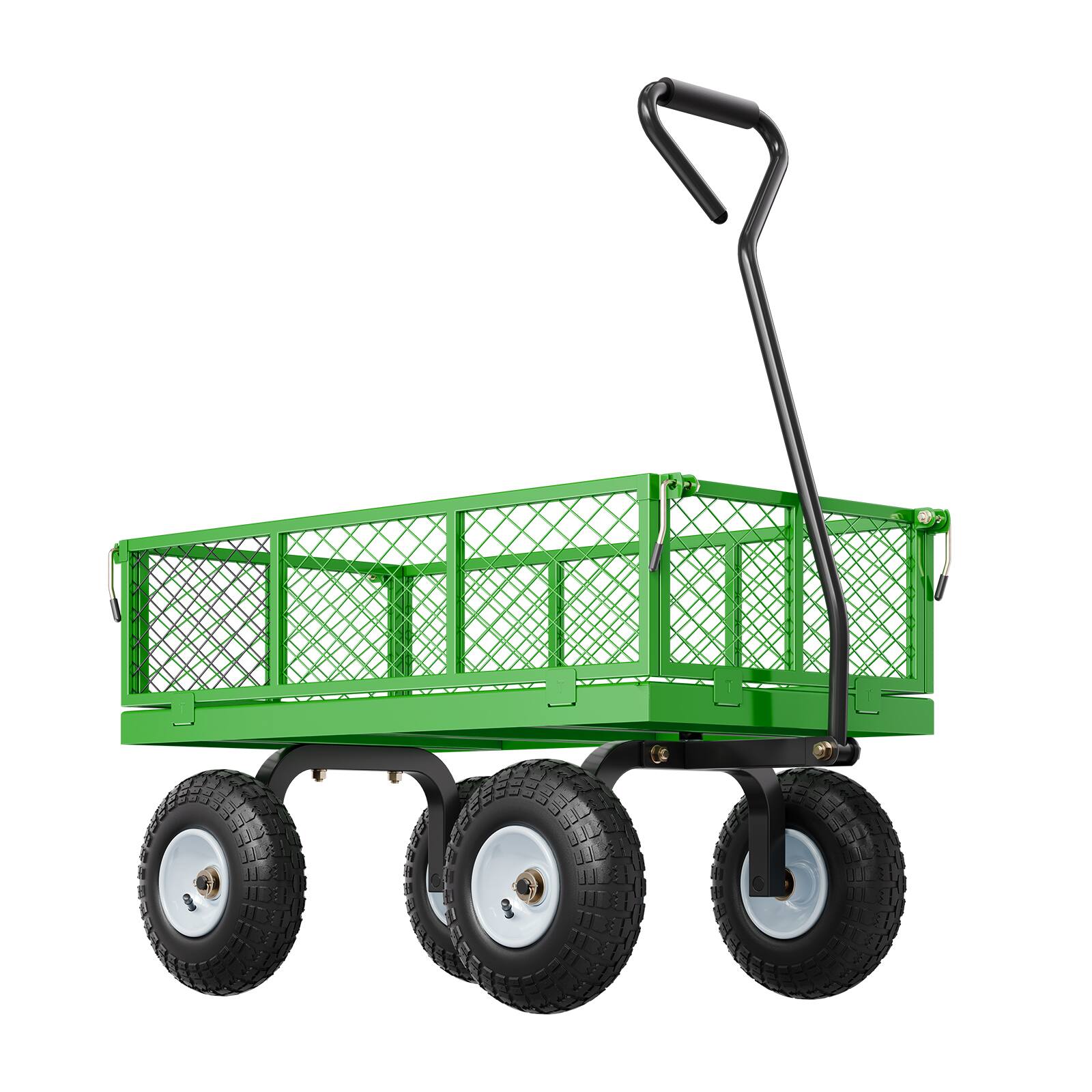 Alt View 5. VEVOR - 900 Lbs Steel Garden Cart on Wheels, Heavy Duty Pullable Garden Wagon Yard Cart, Outdoor Metal Utility Wagon - Green.