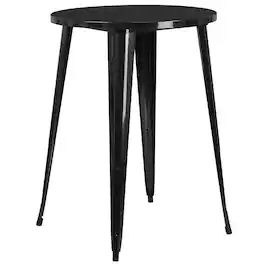 Emma + Oliver - Commercial Grade 30" Round Colorful Metal Indoor-Outdoor Bar Height Dining Table - Black